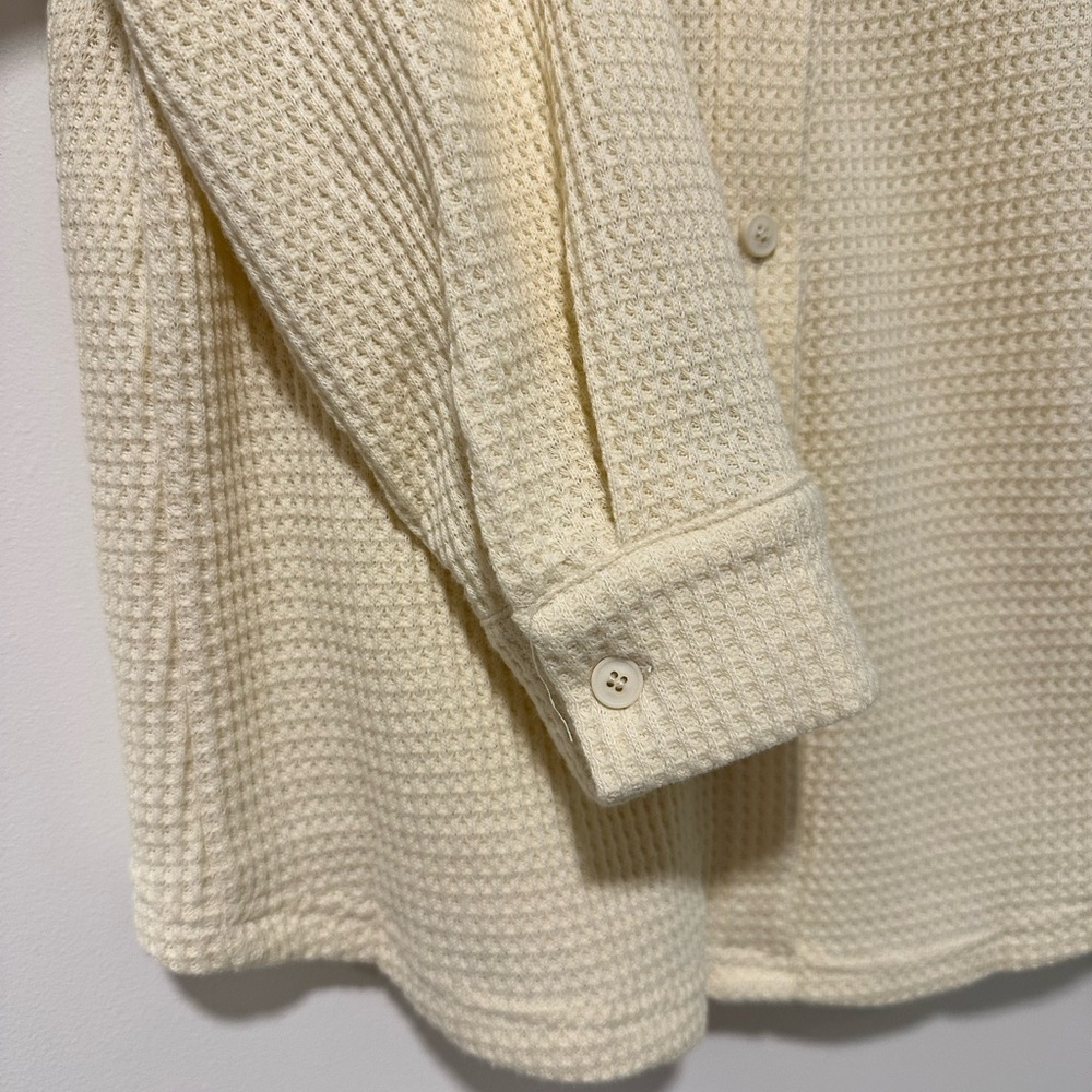 NWT Cream Waffle Button Down Shirt - Picture 5 of 7
